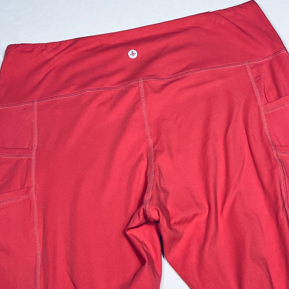 Halara Womens High Waisted 7/8 Leggings Coral Pink Side Pockets Size L 02725779